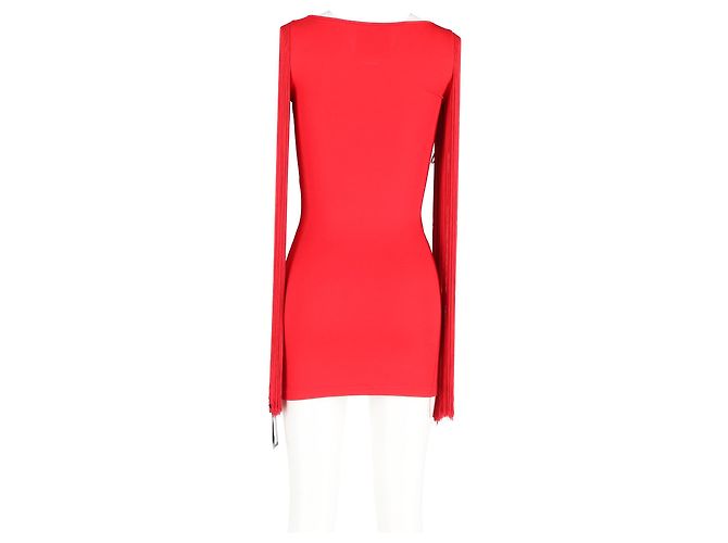 Abito mini con maniche a frange Moschino Couture in viscosa rossa - vista 6
