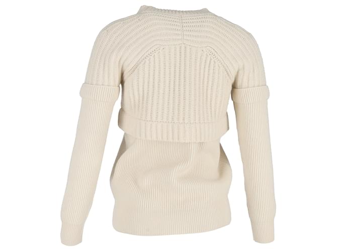 Timeless Chanel gestreifter, geschichteter Pullover aus ivory Wolle Weiß Roh - Ansicht 3
