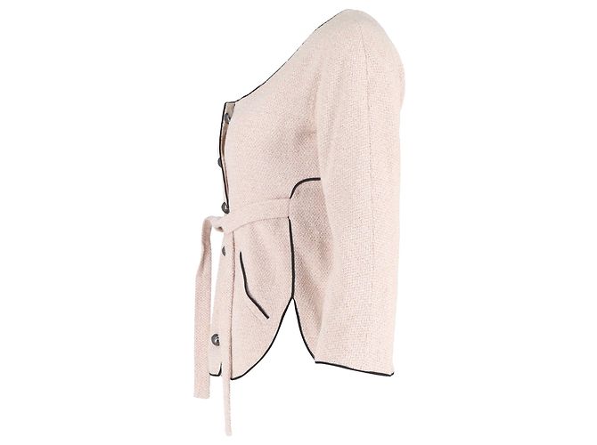 Timeless Chaqueta de tweed de un solo botón con cinturón de Chanel en algodón rosa Castaño - vista 2