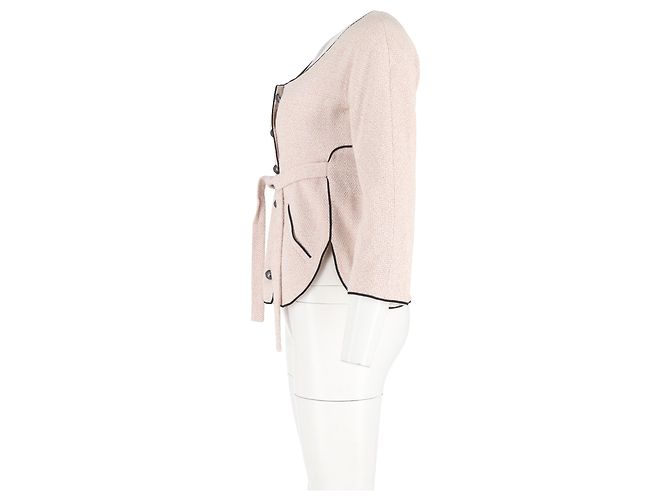 Timeless Chaqueta de tweed de un solo botón con cinturón de Chanel en algodón rosa Castaño - vista 5