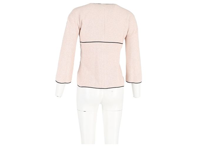 Timeless Chaqueta de tweed de un solo botón con cinturón de Chanel en algodón rosa Castaño - vista 6