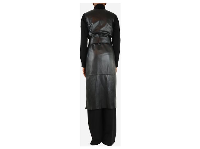 Sportmax Black sleeveless leather belted coat - size UK 4 - view 2