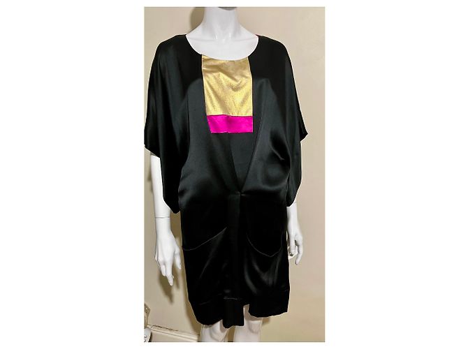 Joseph Schwarzes Seidenkimono-Kleid - Ansicht 4