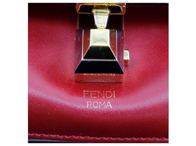 Borsa a Spalla Fendi Canai Rosso - vista 8