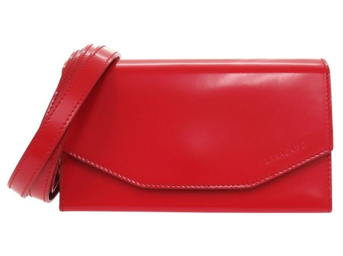 Clutch e borsa a spalla in pelle di vitello rossa Salvatore Ferragamo Rosso - vista 2