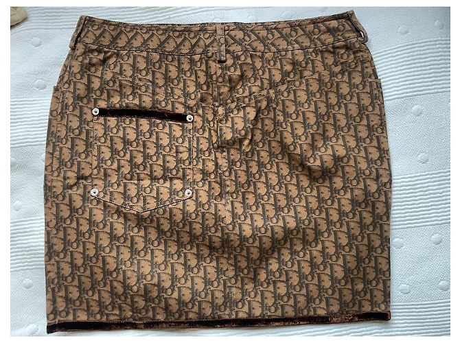 Minifalda Dior Oblique Monograma Marrón Algodón Castaño - vista 4