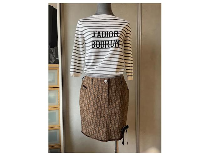 Minifalda Dior Oblique Monograma Marrón Algodón Castaño - vista 8