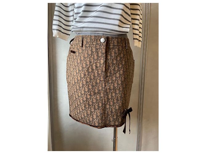 Minifalda Dior Oblique Monograma Marrón Algodón Castaño - vista 9
