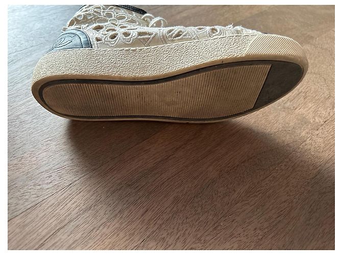 Chanel High-Top Sneaker Beige Baumwolle Floral - Ansicht 6