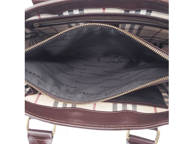Borsa in pelle marrone Burberry - vista 10