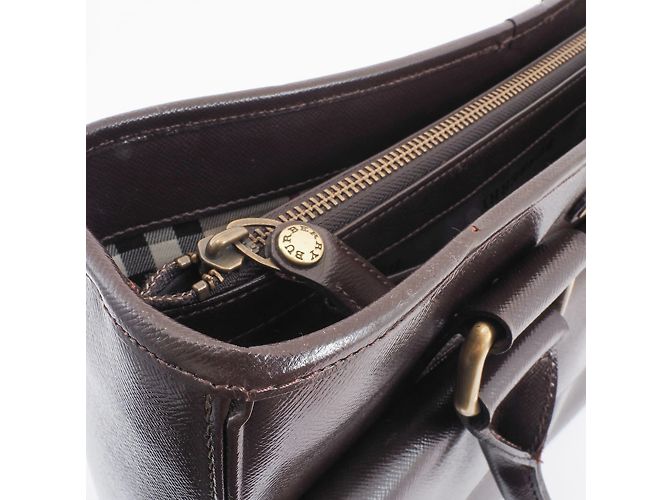 Borsa in pelle marrone Burberry - vista 12