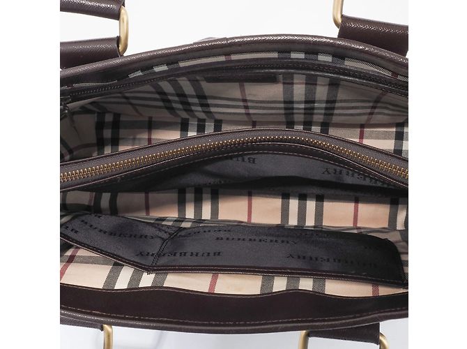 Borsa in pelle marrone Burberry - vista 9