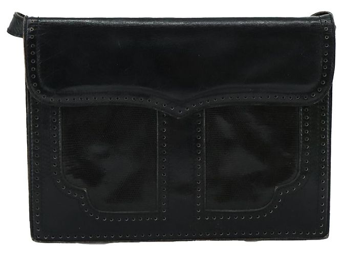 Borsa a spalla in pelle nera SAINT LAURENT Auth yk16514 Nero - vista 13