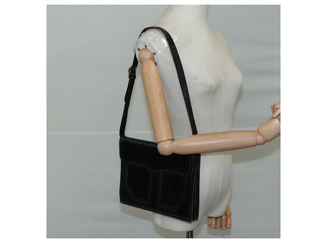 Borsa a spalla in pelle nera SAINT LAURENT Auth yk16514 Nero - vista 23