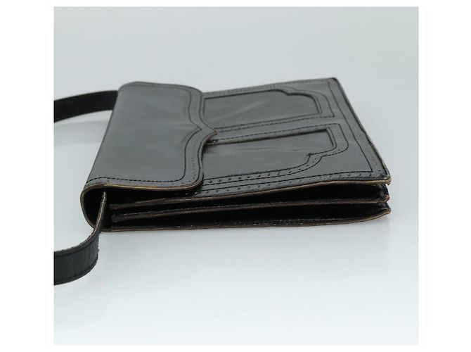 Borsa a spalla in pelle nera SAINT LAURENT Auth yk16514 Nero - vista 4