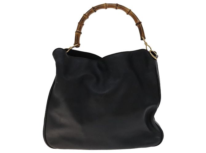 GUCCI Bamboo Handtasche Leder 2-Wege Schwarz Gold 001 2113 1577 Auth th5555 Golden - Ansicht 13