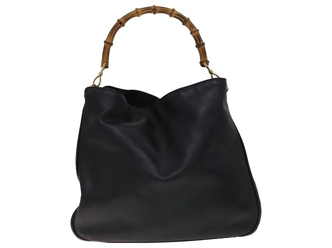 GUCCI Bamboo Handtasche Leder 2-Wege Schwarz Gold 001 2113 1577 Auth th5555 Golden - Ansicht 2