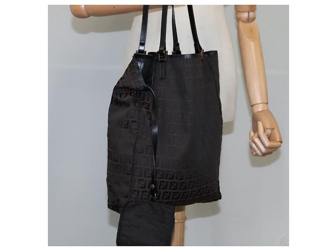 FENDI Zucchino Canvas Tote Bag Braun Auth am7529 - Ansicht 25