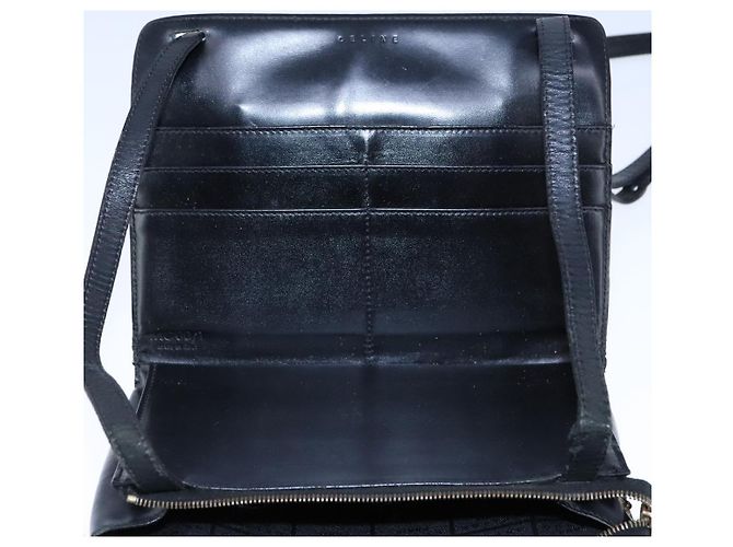 Céline Bolso de hombro de lona Macadam CELINE en cuero PVC negro Auth 104219 - vista 11