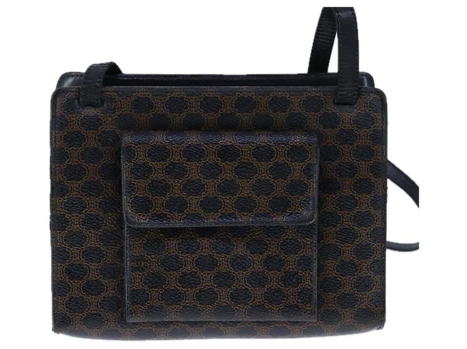 Céline Bolso de hombro de lona Macadam CELINE en cuero PVC negro Auth 104219 - vista 13