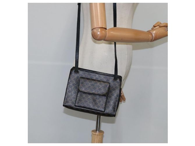 Céline Bolso de hombro de lona Macadam CELINE en cuero PVC negro Auth 104219 - vista 22