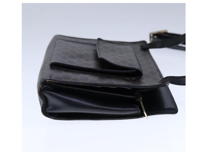 Céline Bolso de hombro de lona Macadam CELINE en cuero PVC negro Auth 104219 - vista 4
