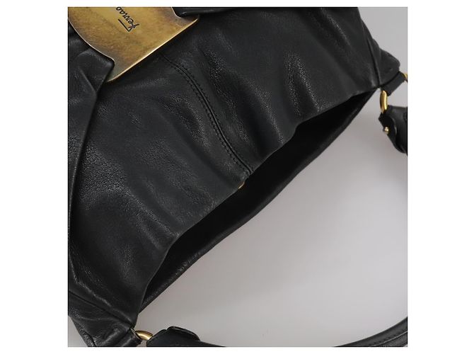 Borsa a mano in pelle Salvatore Ferragamo Vala 2 vie nera e oro Auth bs20937 Nero D'oro - vista 6