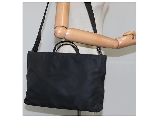 Borsa a mano PRADA in nylon 2 vie nera Auth bs21184 Nero - vista 24