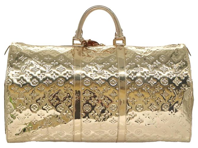 LOUIS VUITTON Monogram Miroir Keepall 55 Borsa Boston Oro LV Auth 104239S D'oro - vista 13