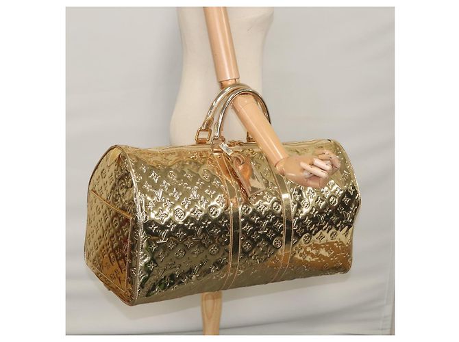LOUIS VUITTON Monogram Miroir Keepall 55 Borsa Boston Oro LV Auth 104239S D'oro - vista 28