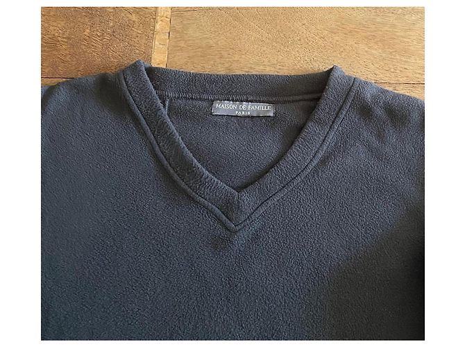 Autre Marque Schiefergrauer Fleece-Pullover mit V-Ausschnitt Größe L-XL Familienhaus - Ansicht 3