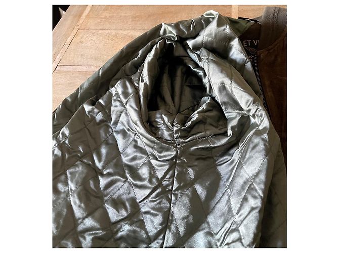 Autre Marque Giacca da aviatore in camoscio Kaki foderata in imbottito E Tu T. L-XL Cachi - vista 10