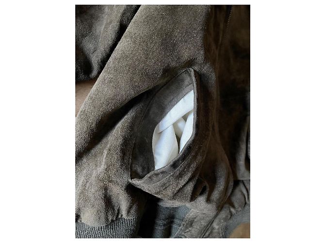 Autre Marque Giacca da aviatore in camoscio Kaki foderata in imbottito E Tu T. L-XL Cachi - vista 12