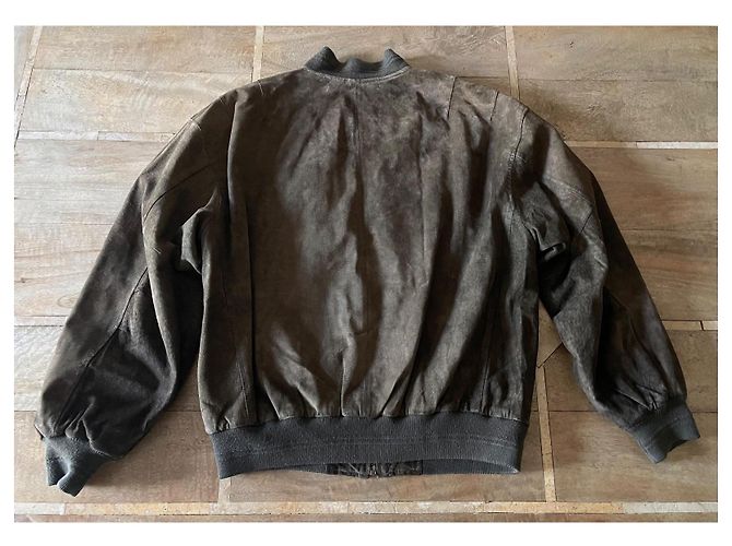 Autre Marque Giacca da aviatore in camoscio Kaki foderata in imbottito E Tu T. L-XL Cachi - vista 3