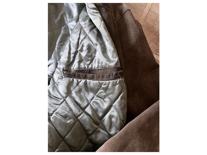 Autre Marque Giacca da aviatore in camoscio Kaki foderata in imbottito E Tu T. L-XL Cachi - vista 7