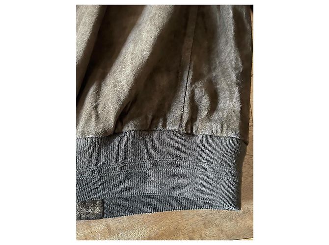 Autre Marque Giacca da aviatore in camoscio Kaki foderata in imbottito E Tu T. L-XL Cachi - vista 8