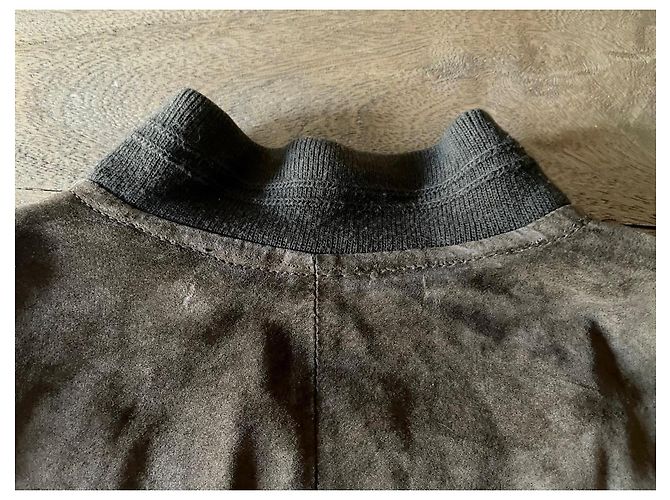 Autre Marque Giacca da aviatore in camoscio Kaki foderata in imbottito E Tu T. L-XL Cachi - vista 9