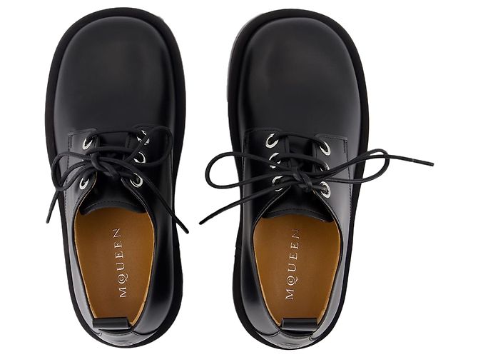 Derby stringati - Alexander McQueen - Pelle - Nero - vista 4
