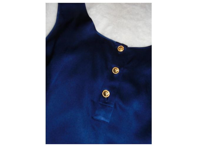 Top Chanel in seta blu notte - vista 10