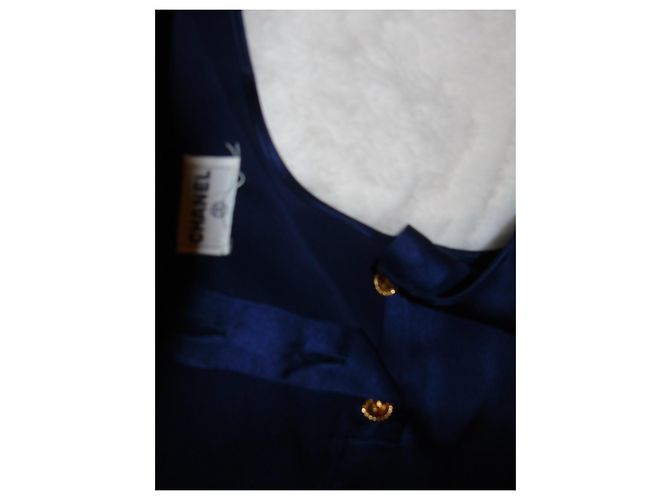 Top Chanel in seta blu notte - vista 11