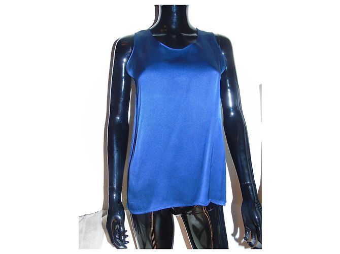 Top Chanel in seta blu notte - vista 2