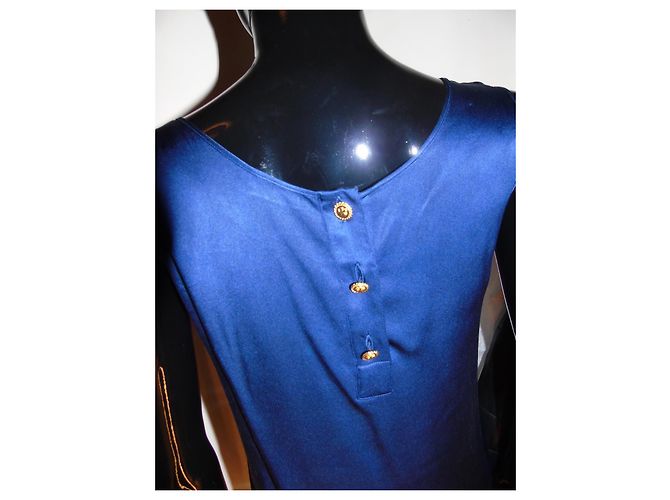 Top Chanel in seta blu notte - vista 5