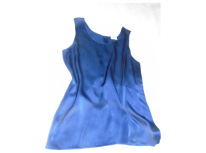 Top Chanel in seta blu notte - vista 7
