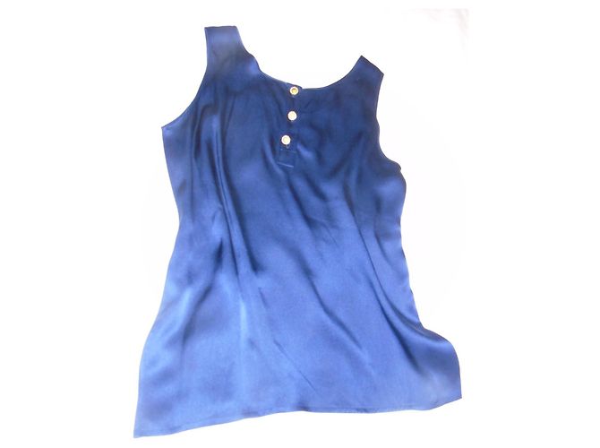 Top Chanel in seta blu notte - vista 9
