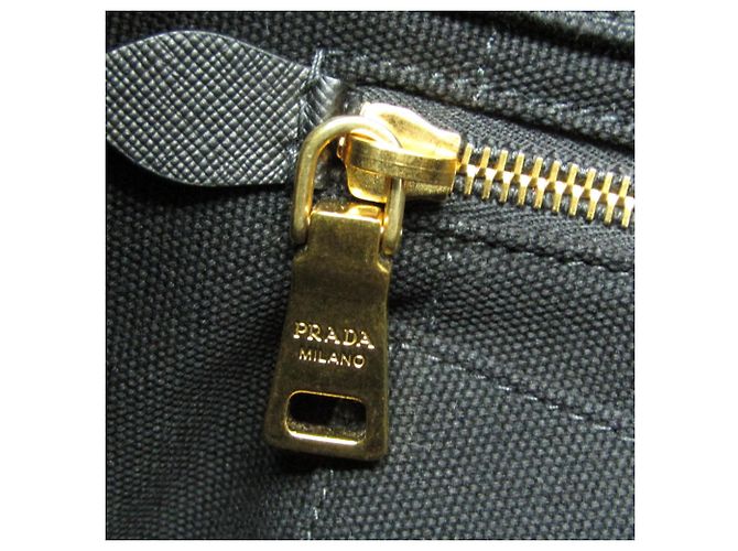 Tote Prada Canapa B2439G Damen Canvas Schultertasche Schwarz - Ansicht 10