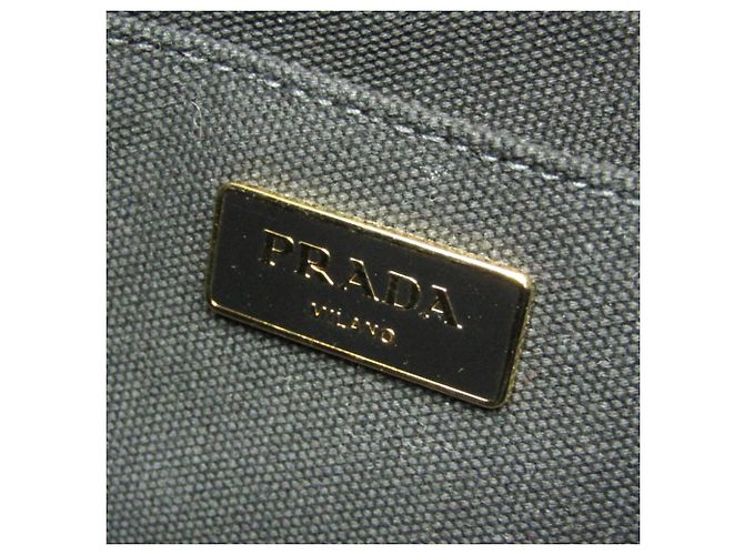 Tote Prada Canapa B2439G Damen Canvas Schultertasche Schwarz - Ansicht 9