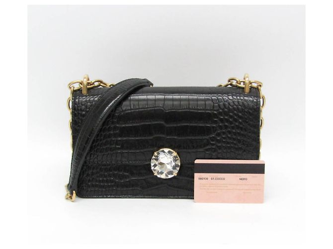 Borsa a spalla in pelle stampata Miu Miu ST.COCCO con catena Nero - vista 2