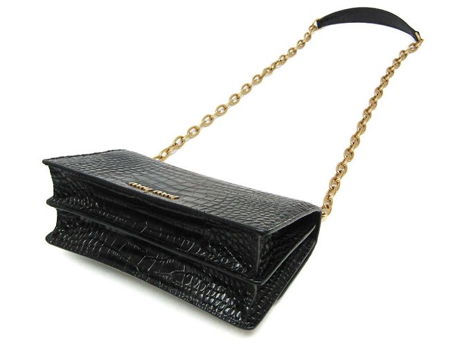 Borsa a spalla in pelle stampata Miu Miu ST.COCCO con catena Nero - vista 3