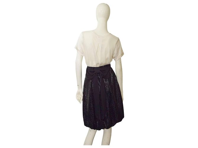 Falda Jay Ahr de seda negra con dobladillo burbuja y lazo Talla M Negro - vista 2