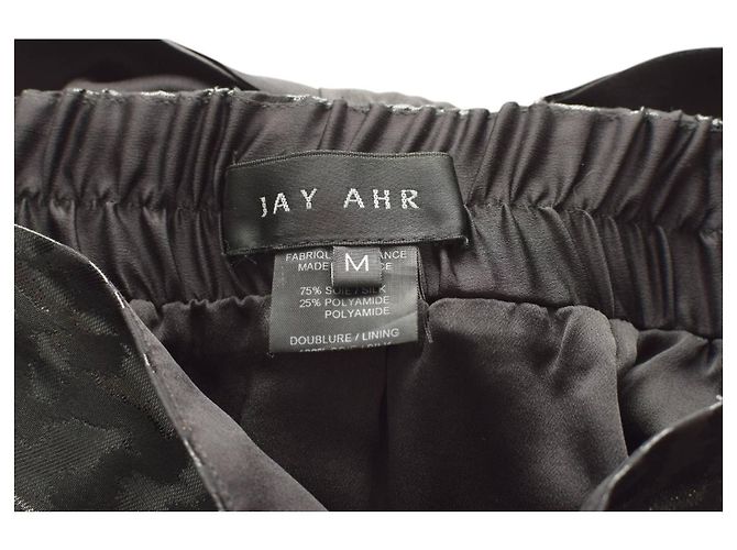 Falda Jay Ahr de seda negra con dobladillo burbuja y lazo Talla M Negro - vista 3